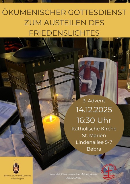 3. Advent – ökumenischer Gottesdienst Friedenslicht 2025