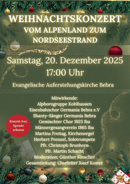 Weihnachtskonzert vom Alpenland zum Nordseestrand 2025