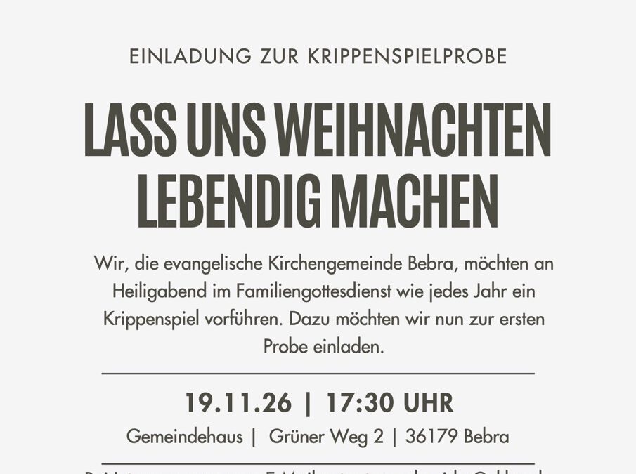 Erste Krippenspielprobe am 19. November 2026